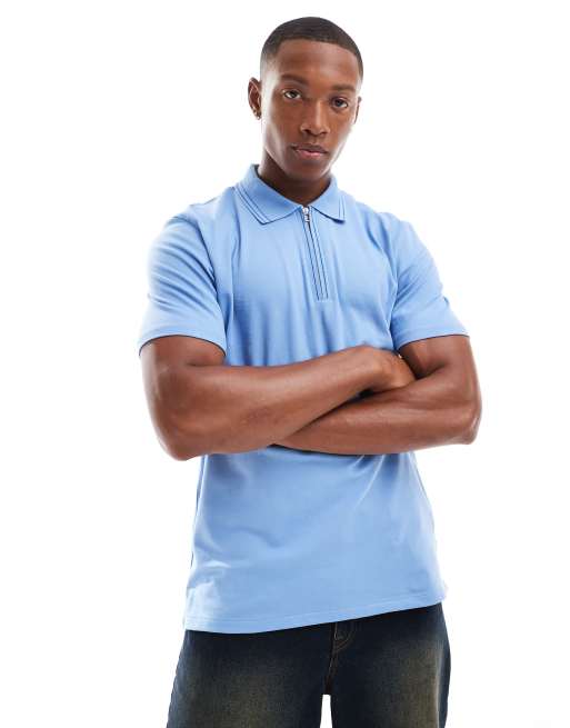 PS Paul Smith - Regular-fit poloshirt met contrasterende rits in blauw