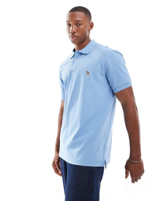  PS Paul Smith regular fit short sleeve polo with zebra logo in light blue