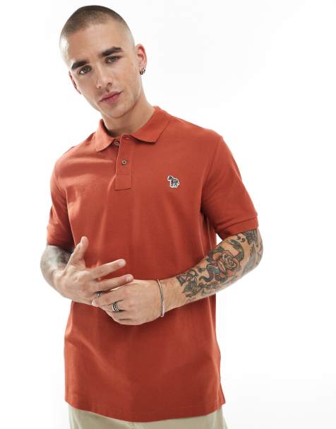 PS Paul Smith regular fit zebra logo polo shirt in orange - view 1