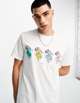 PS Paul Smith repeat bunny print T-shirt in white
