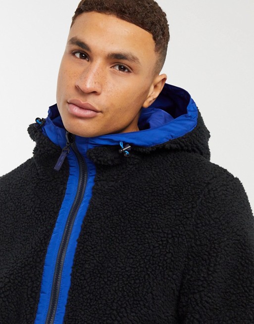PS Paul Smith reversible hooded borg jacket in black