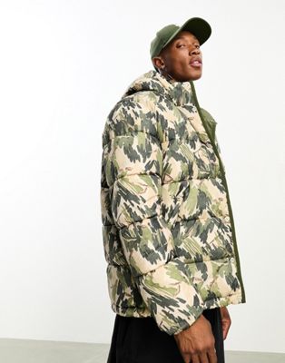 PS Paul Smith reversible ripstop leaf camo hooded puffer jacket in dark ...