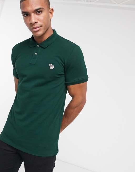 PS Paul Smith – Schmal geschnittenes Polohemd mit Zebra-Logo, in Dunkelgrün