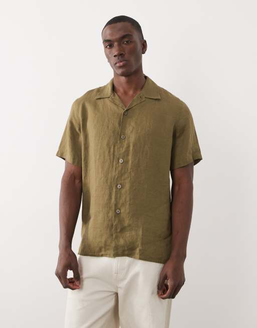 PS Paul Smith short sleeve casual fit linen shirt in khaki, 2 of 5