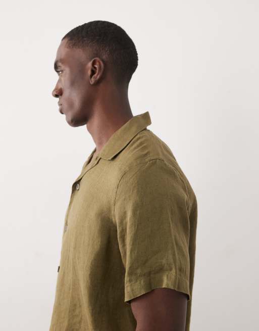 PS Paul Smith short sleeve casual fit linen shirt in khaki, 4 of 5
