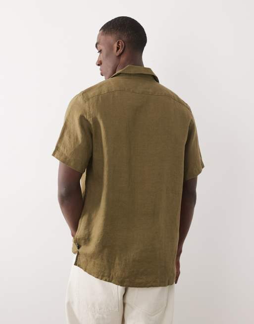 PS Paul Smith short sleeve casual fit linen shirt in khaki, 5 of 5
