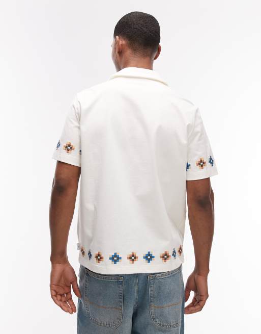 PS Paul Smith short sleeve casual fit shirt with embroidery in white, 3 of 5