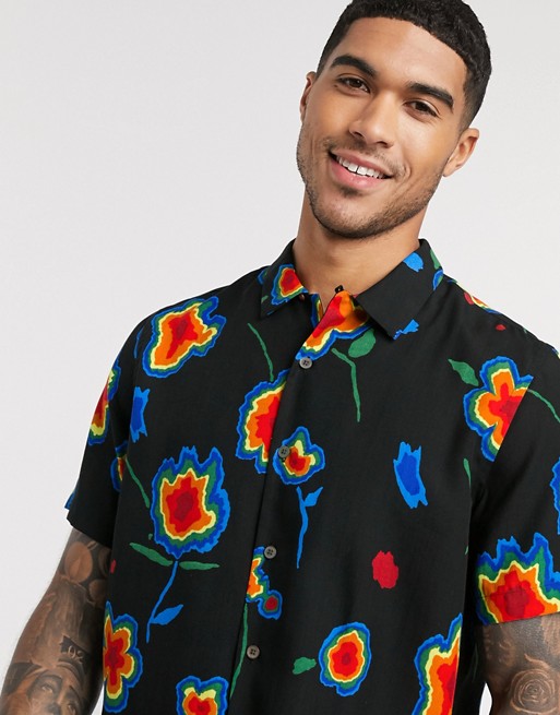 PS Paul Smith short sleeve heat map floral shirt in black