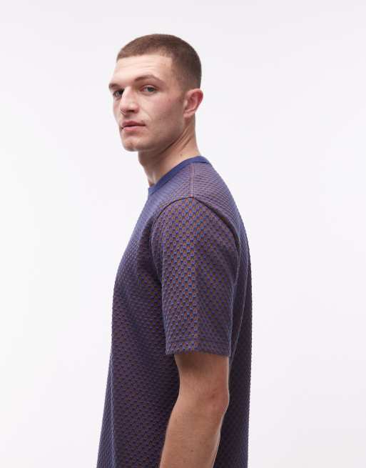 PS Paul Smith short sleeve jacquard knitted t-shirt in blue, 4 of 5