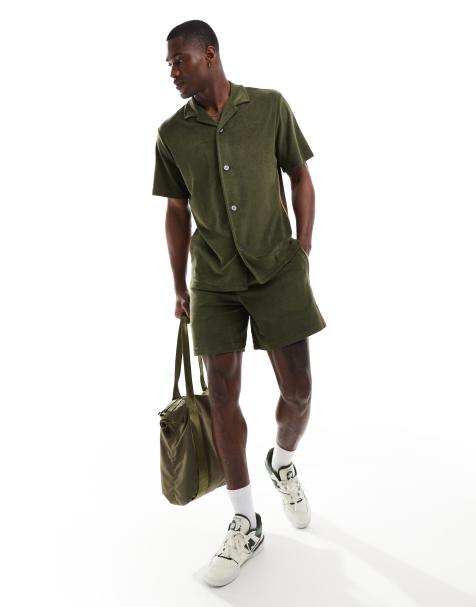 PS Paul Smith – Shorts aus Frottee in Khaki mit Streifen, Kombiteil - view 1