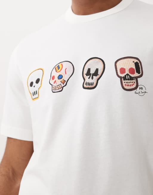 PS Paul Smith skull graphic casual fit t-shirt in white, 5 of 5