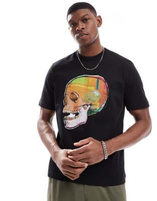 Ps By Paul Smith Skull Print Logo T-shirt In Black