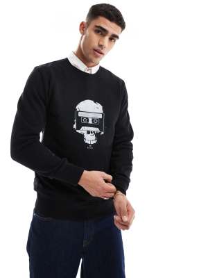 skull print sweatshirt in black