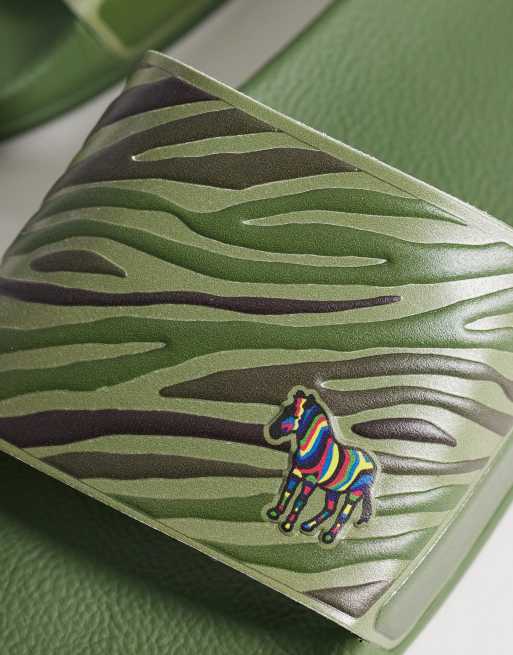 PS Paul Smith - Sliders verdi con stampa zebrata, 2 di 4
