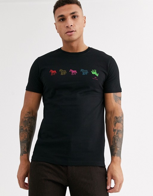 PS Paul Smith slim fit mini zebra print t-shirt in black
