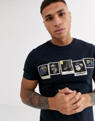 PS Paul Smith - Slim-fit T-shirt met fotoprint in marineblauw