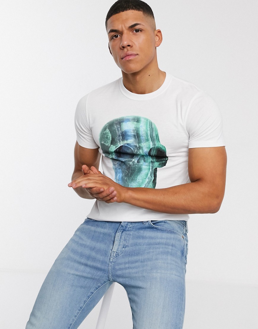 PS Paul Smith - Slim-fit T-shirt met grote doodshoofdprint in wit