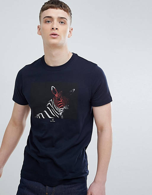 PS Paul Smith slim fit zebra graphic t-shirt in navy | ASOS