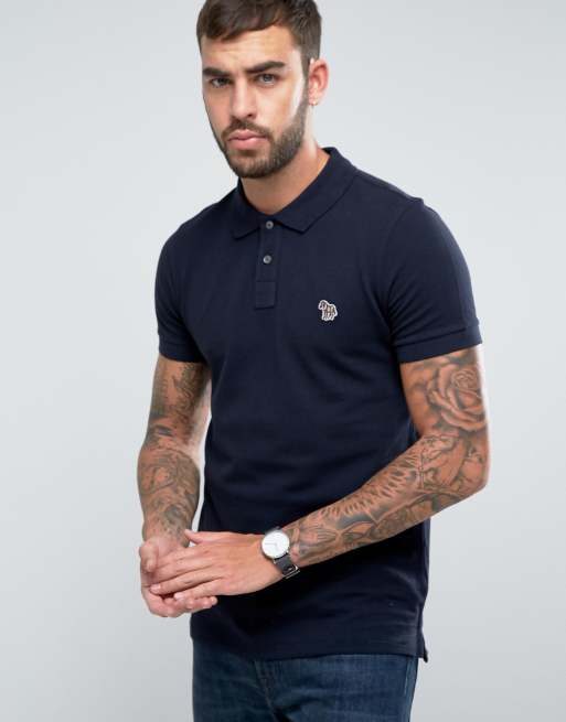 PS Paul Smith Slim Fit Zebra Logo Polo Shirt in Navy