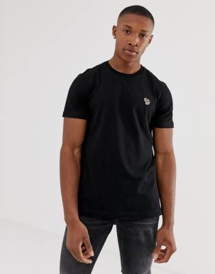 Ps By Paul Smith Mens Black Zebra-embroidered Crewneck Cotton T-shirt In Black