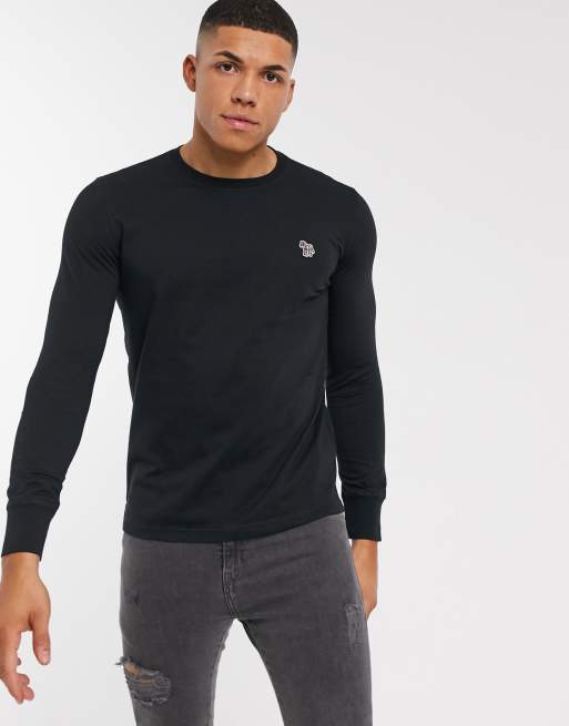 PS Paul Smith - Sort langærmet top med rund hals og zebra