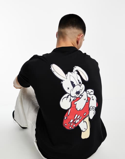 PS Paul Smith - Sort T-shirt med grafisk kaninprint på brystet