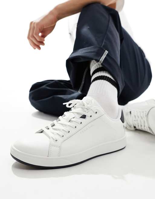 PS Paul Smith - Spoiler leren sneakers met zebra-icoon in marineblauw en wit
