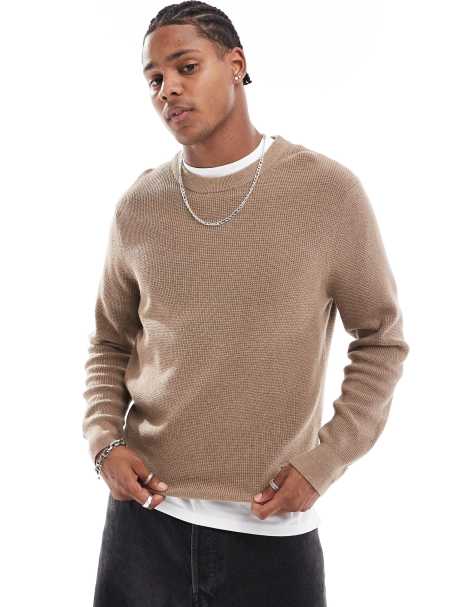 PS Paul Smith – Strickpullover in Hellbraun mit Rundhalsausschnitt und Logo - view 1