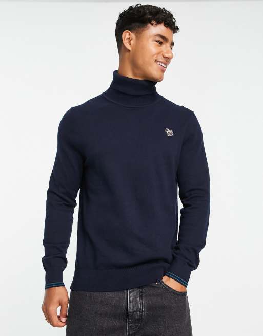 PS Paul Smith – Strickpullover in Marineblau mit Rollkragen