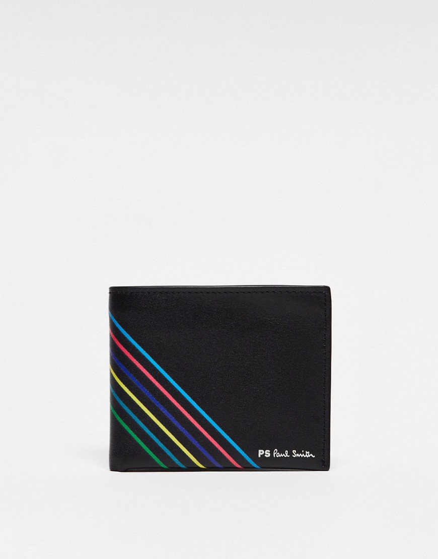 PS Paul Smith stripe leather billfold wallet in black