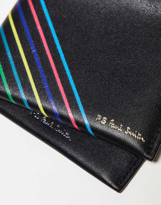 PS Paul Smith stripe leather billfold wallet in black