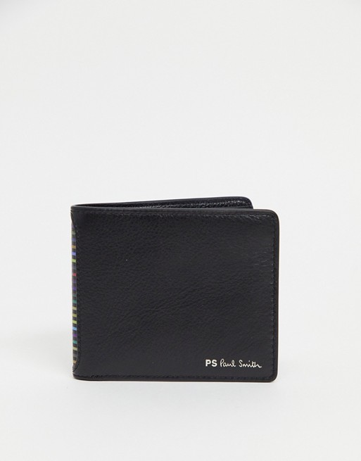 PS Paul Smith stripe logo leather billfold wallet in black