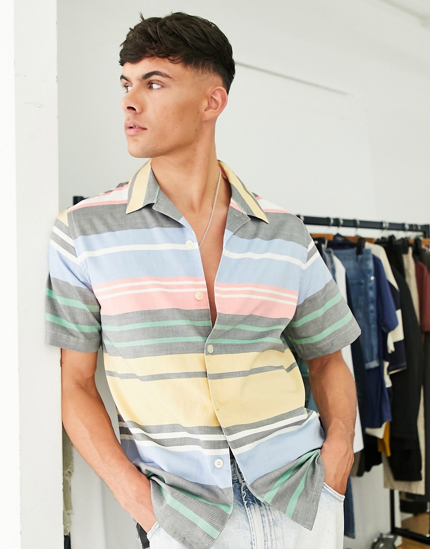 ps paul smith stripe loose fit shirt in multi