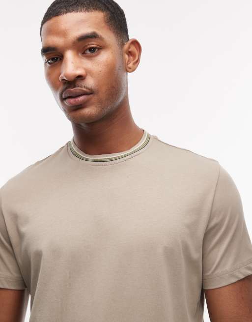 PS Paul Smith striped collar regular fit t-shirt in stone, 5 of 5
