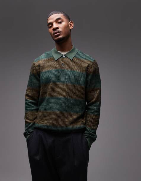 PS Paul Smith striped knitted jumper in green and brown - view 1