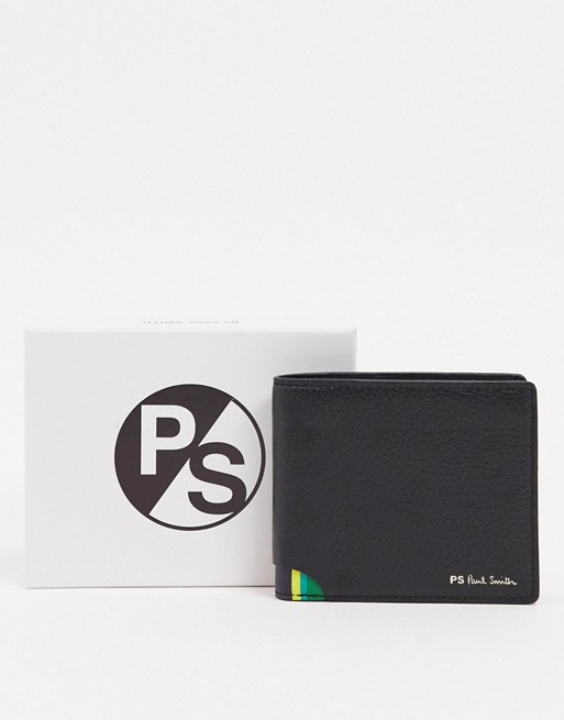 PS Paul Smith striped leather billfold wallet in black