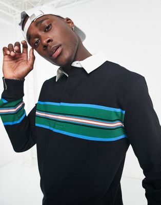 PS Paul Smith striped long sleeve polo in black