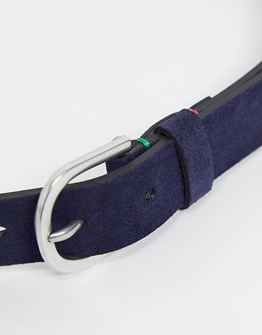 Men Belts/PS Paul Smith Suede Stitch Detail Belt In Navy 