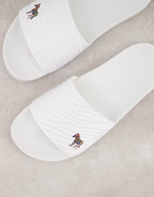 PS Paul Smith Summit zebra logo sliders in white