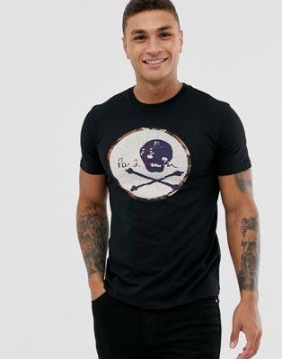 PS Paul Smith – Svart t-shirt med dödskalle- och bentryck i smal passform