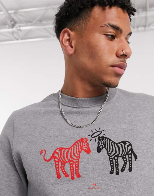 PS Paul Smith - Sweater met zebraprint in grijs