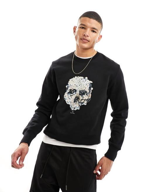 PS Paul Smith – Sweatshirt in Schwarz mit Hasen-Totenkopf-Print