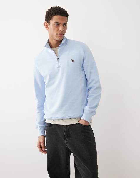 PS Paul Smith - Sweatshirt met halve rits en zebralogo in blauw - view 1