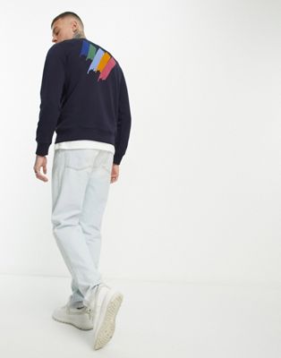 PS Paul Smith sweatshirt with stripe back print in navy Exclusive to ASOS