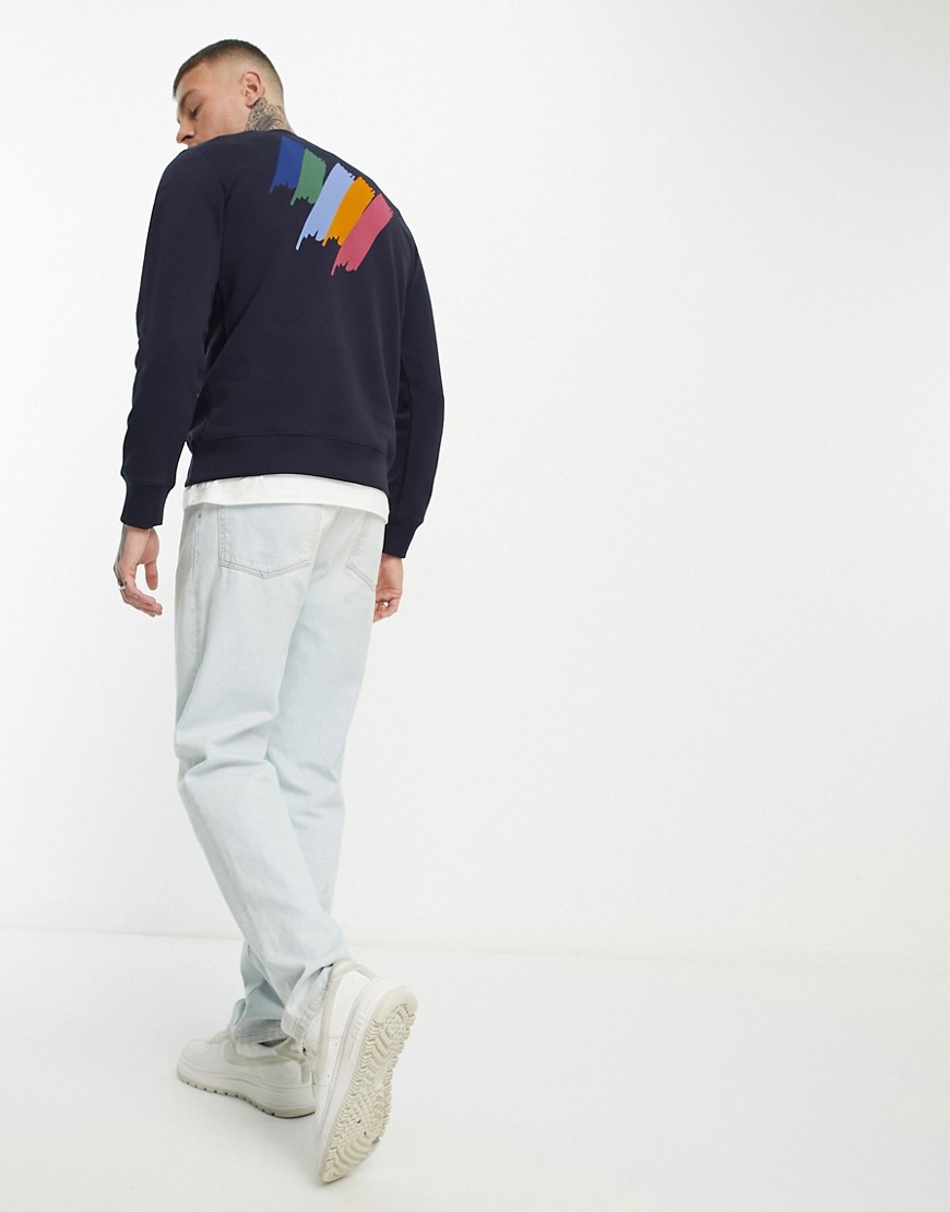 PS Paul Smith sweatshirt with stripe back print in navy Exclusive to ASOS-White