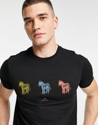 T-shirts et débardeurs PS Paul Smith - T-shirt ajusté avec logo zèbre répété - Noir