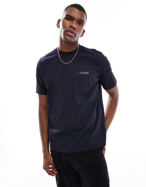 PS Paul Smith – T-Shirt aus schwerem Material in Marineblau mit Logo