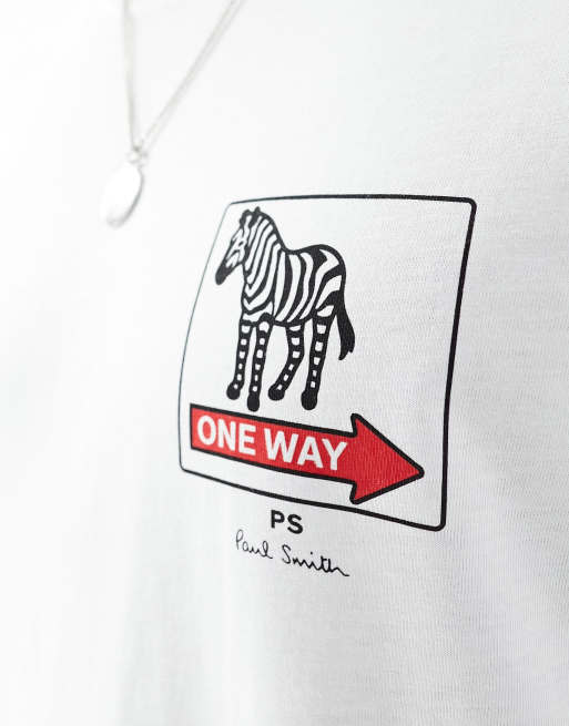 PS Paul Smith - T-shirt avec imprimé zèbre et inscription One Way au dos - Blanc, 4 de 4
