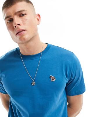 PS Paul Smith - T-shirt blu medio con logo a zebra