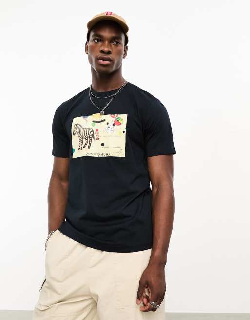 PS Paul Smith - T-shirt blu navy con cartolina con zebra